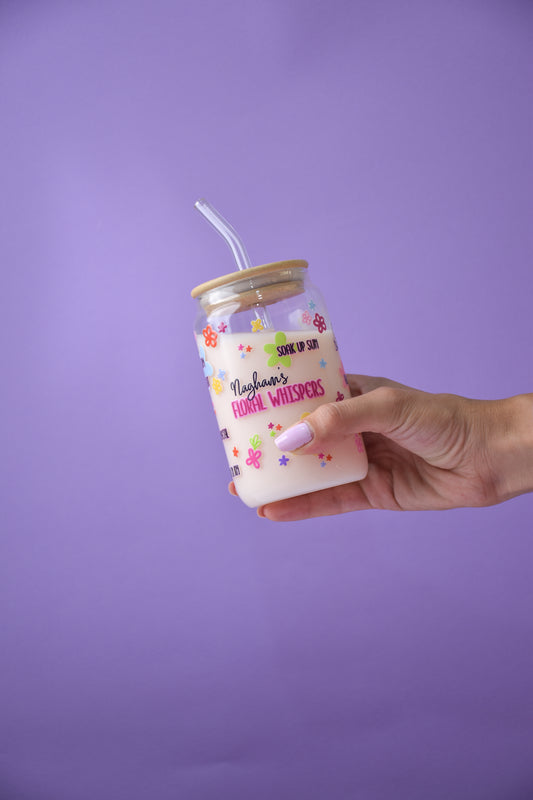 "Floral Whispers" Glass Cup