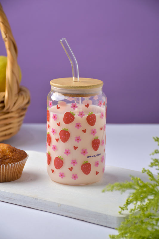 "Strawberry Love" Glass Cup