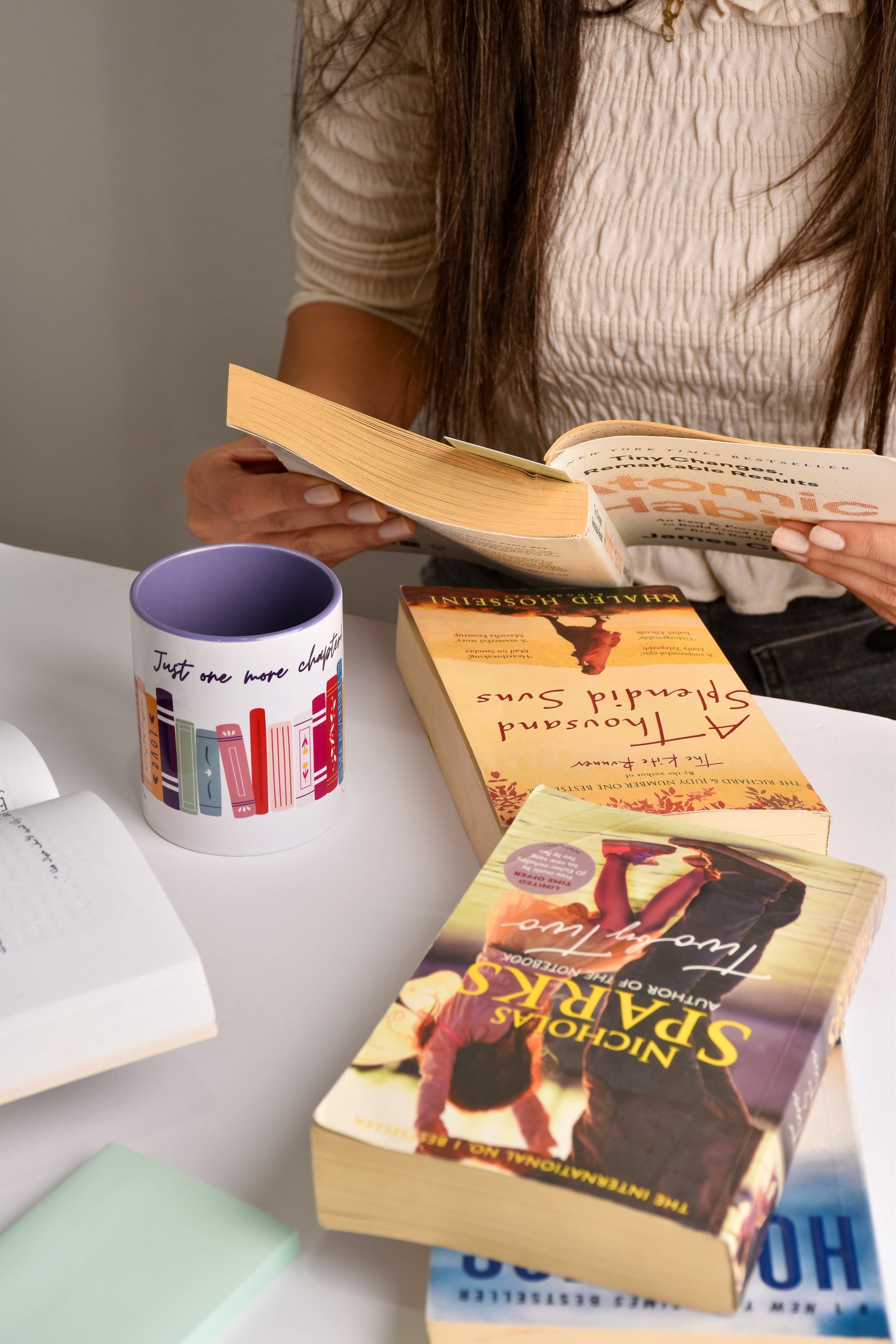 Purple Book Lover Mug — “Just One More Chapter”