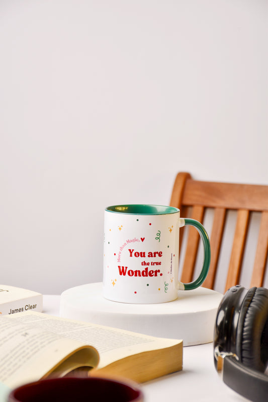 Green Confetti Mug — “More than Magic, You are the True  Wonder”